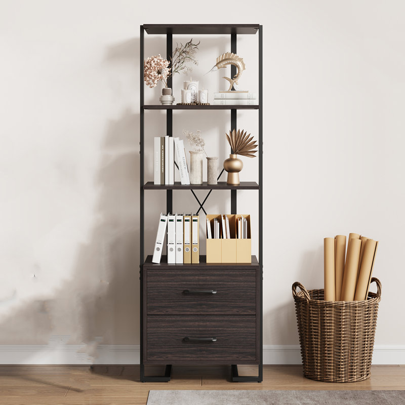 Lavern Etagere Bookcase, Tan
