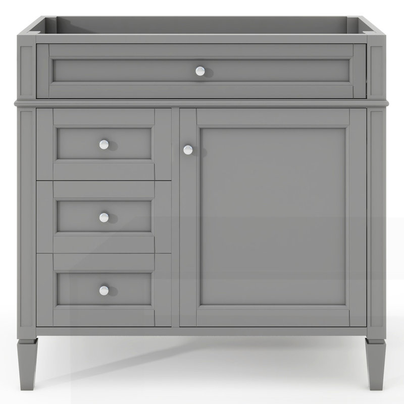 Armoire de rangement de salle de bain moderne avec 2 tiroirs et un tiroir basculant, sans lavabo supérieur, Gris