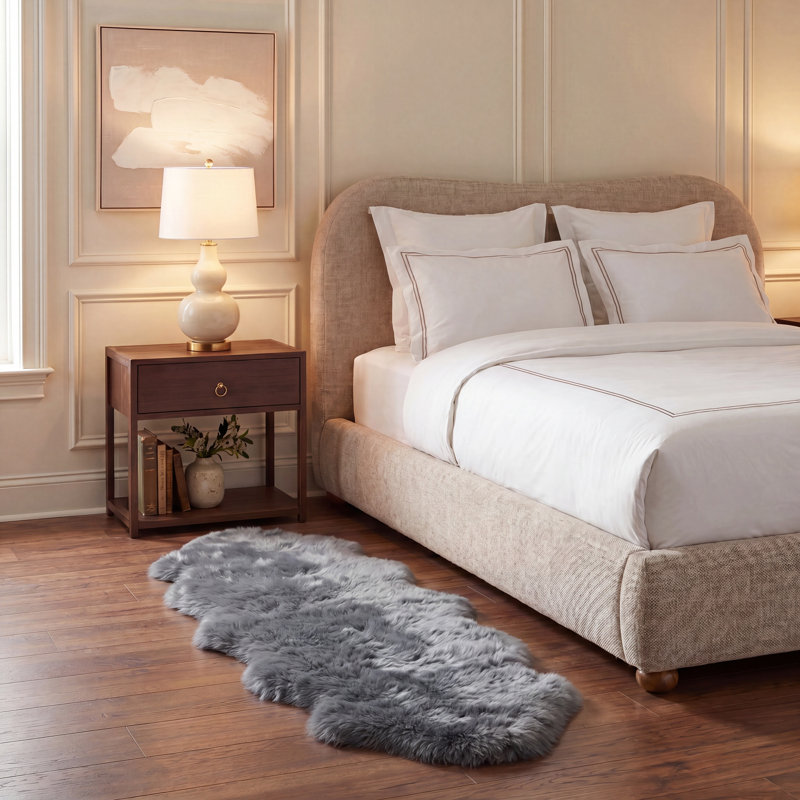 Tateos Sheep Skin Natural Sheep Skin Made Within Acid Dying Sheep Skin Animal Print Rug, Runner 2' x 6'