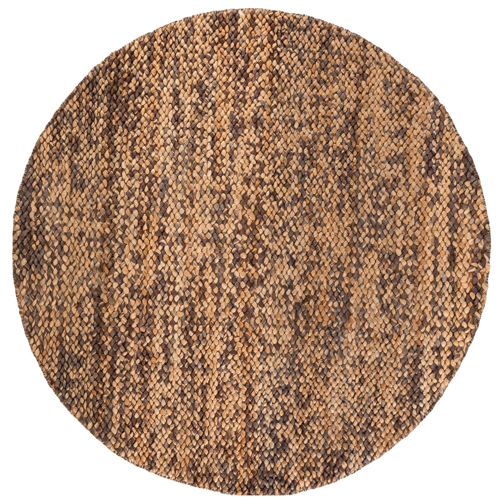 Hand-Woven Abstract Jute Rug, Round 6'