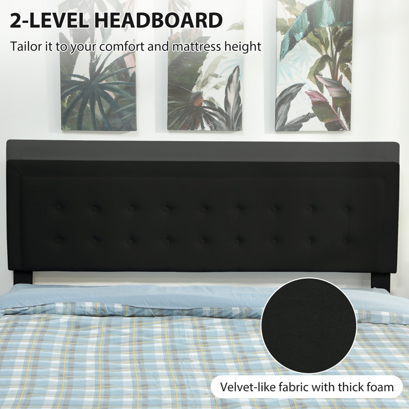 Upholstered Ottoman Bed, Black