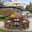 Mcavoy Outdoor  8 Seat Wood Picnic Dining Seat Bench Set