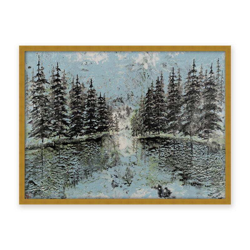 Nature Inspired "Evergreen Reflection" Canvas Wall Art By Karen Biery, 16" H x 24" W, Framed Canvas, White