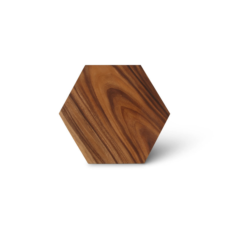 Hexagonal Solid Wood Brown End Table