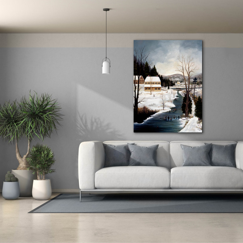  «Ice Fishing» par JL Munro, art mural sur toile, 40 po x 54 po, H 54 po x l 40 po