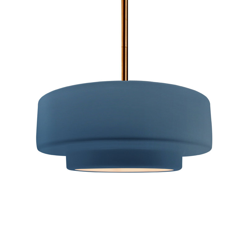 Luminaire suspendu à 1 lumière Meydan, Ciel à minuit / blanc mat, H 5,25 po x l 14,5 po x P 14,5 po, Laiton brossé