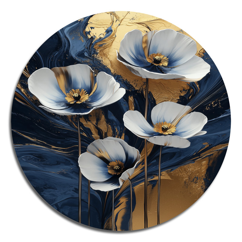 Kelseigh - reproduction d'art traditionnelle en métal doré, art mural rond en boutons d'or, H 23 po x l 23 po