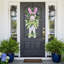 Couronne de lapin de Pâques 60 cm / 23,6 po pour porte d'entrée ou lavande artificielle, œuf de Pâques, couronne de lapin, couronne de printemps, décoration de Pâques pour jardin extérieur, couronnes suspendues