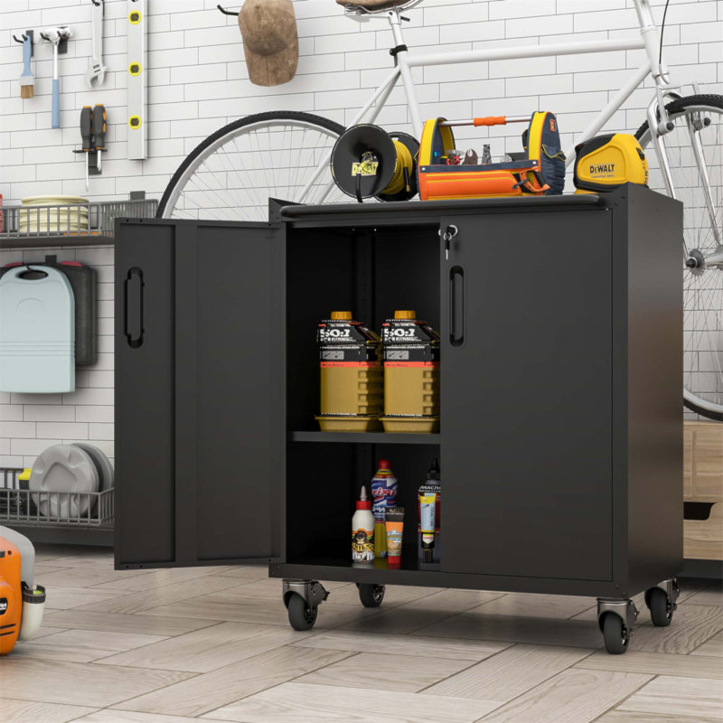 Armoire de rangement en métal robuste avec roulettes - Organisateur d'outils robuste, durable et polyvalent pour la maison et le bureau