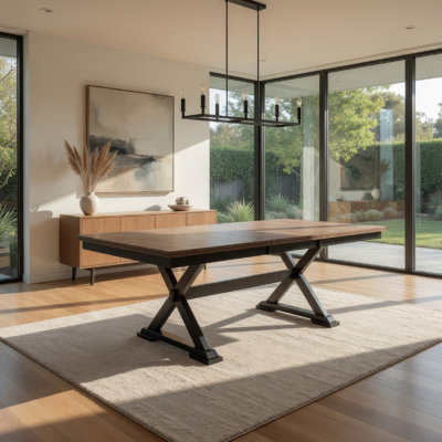 Fleur Dining Table, Extendable Butterfly Leaf, Brown Wood, 60-78 Inch