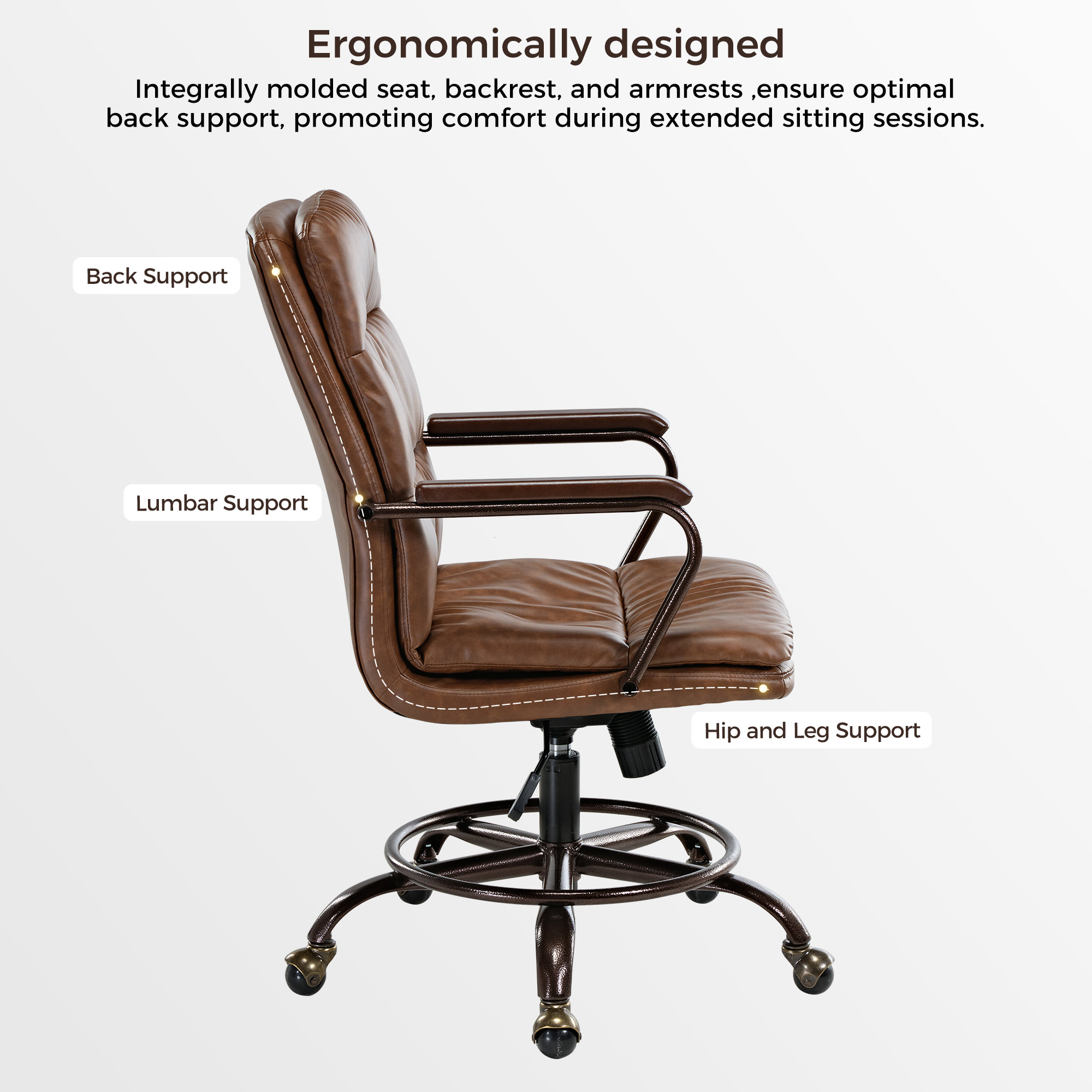 Latitude Run® Vintage Brown Faux Leather Task Chair | Wayfair