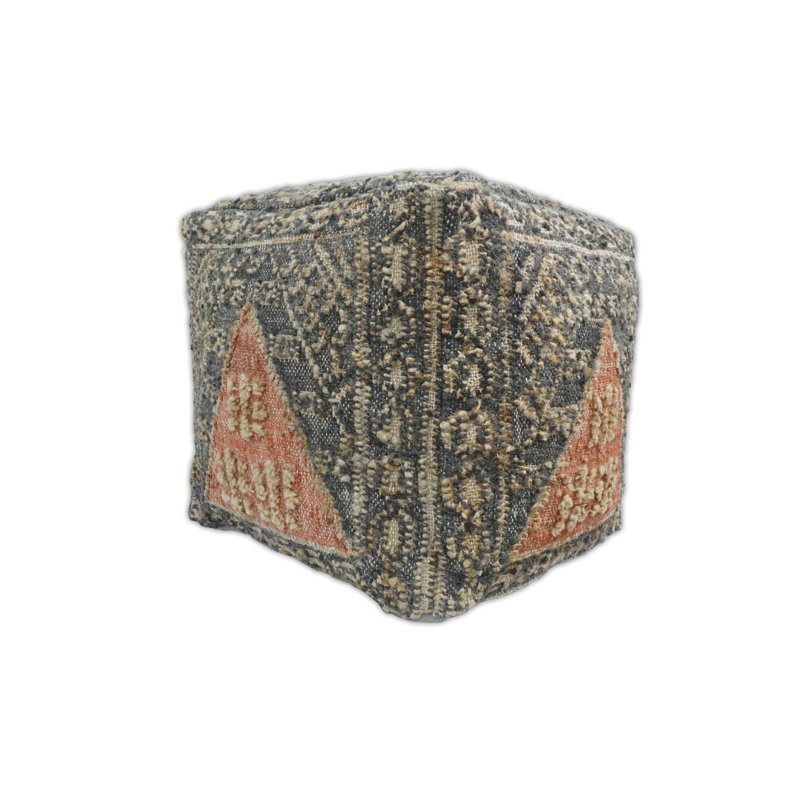 Upholstered Pouf, Charcoal Jute