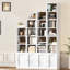 Bibliothèque étroite de 113 cm de haut avec armoire de rangement, bibliothèque d'angle mince à 7 niveaux avec étagères réglables-1958669687-2080059213