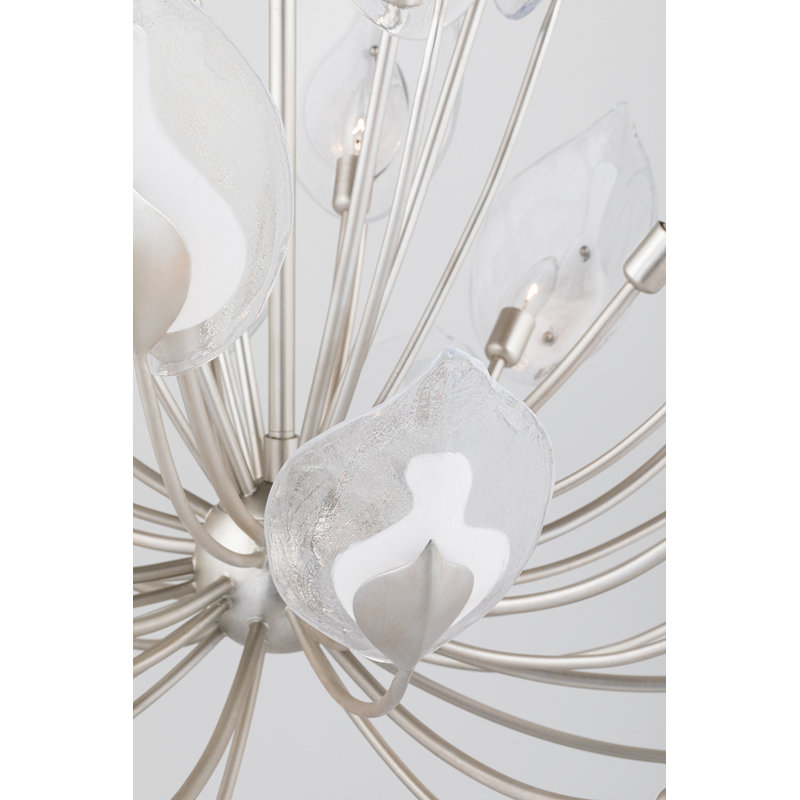 Lustre à niveaux unique 24 lumières Blossom, Feuille d'argent
