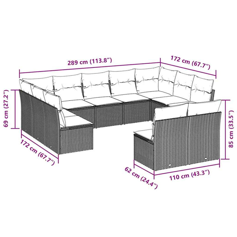 Ensemble de canapé de jardin Vidaxl