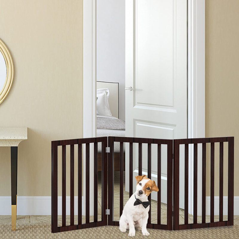 Barrière pliante pour chien à 3 panneaux pour escaliers ou portes, Brun