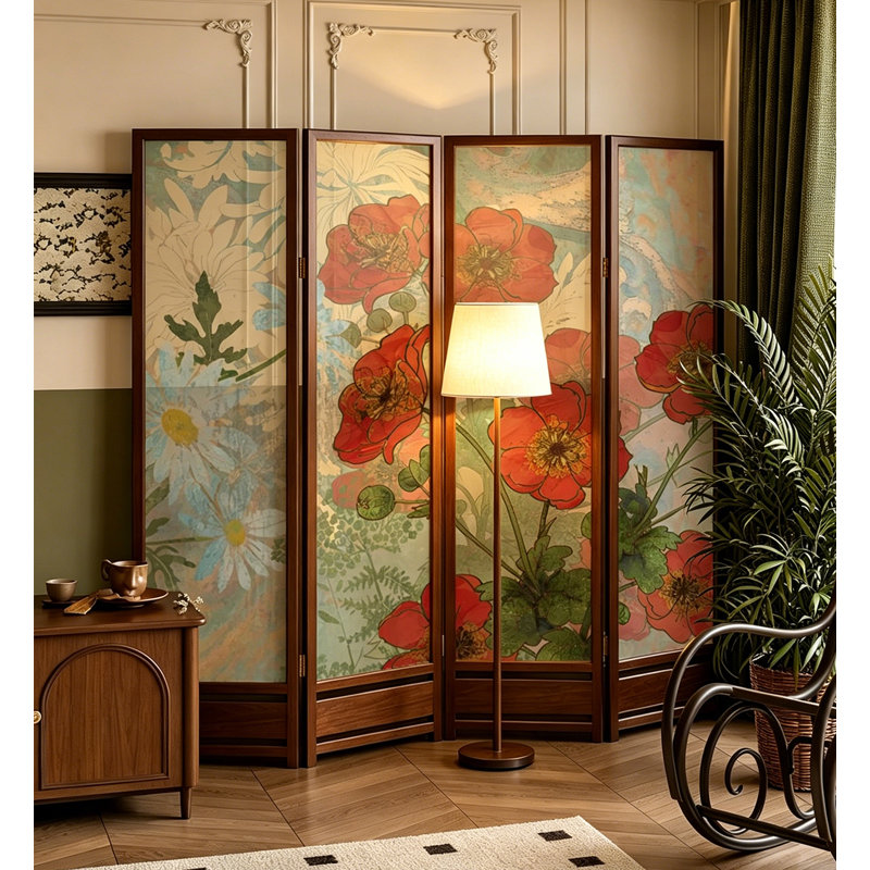 Paravent de chambre à coucher Qoiqisha, 4, 70.9" H x 70.9" W x 1.2" D