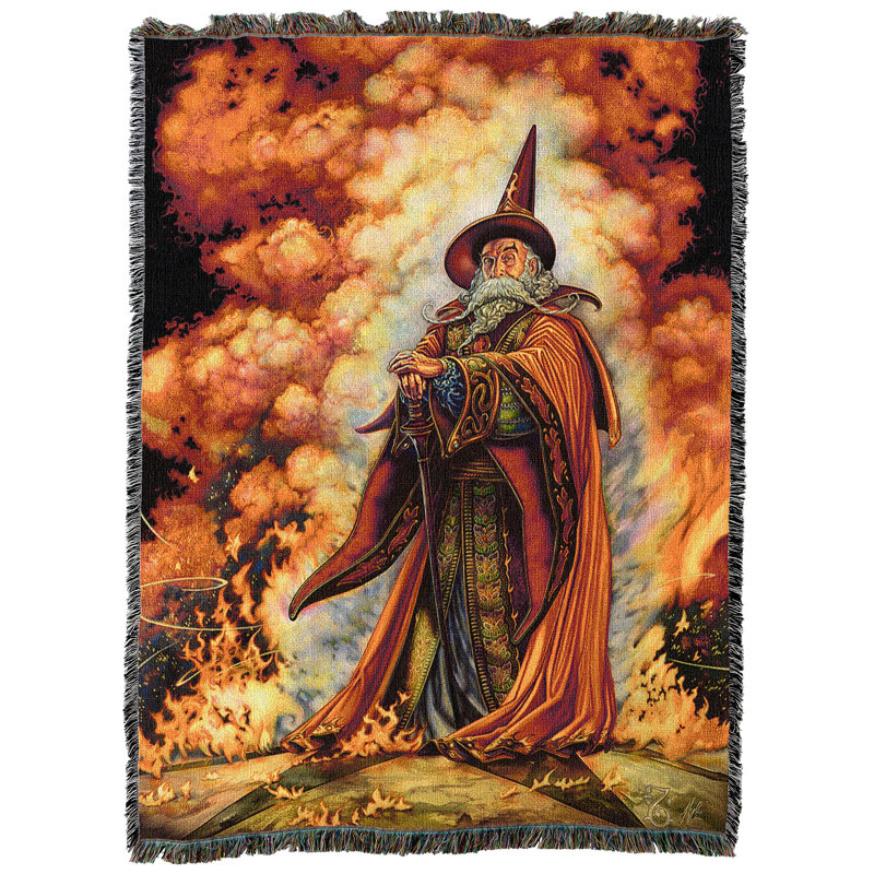 Pure Country Weavers Fire Wizard Blanket by Myles Pinkney - Gift Fantasy Tapestry Throw Woven from Cotton - Made in the USA (72x54)