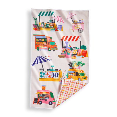 Super Absorbent Kitchen Towel Farmers Market Multi Dishtowels 80% Recycled Polyester 18x30 in