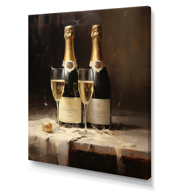 Cellars Silence Champagne Bottle I - Wine & Champagne Wall Art Living Room, H 20 po x l 12 po x P 1 po, Toile tendue