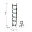 Jardinière pliable galvanisée et en bois 14,2 po x 7,5 po 70,9 po pour jardinage vertical de style montrez vos fleurs sélectionnées, cinq seaux sur une structure en forme, tons gris brun, design rustique, orientée vers l'extérieur