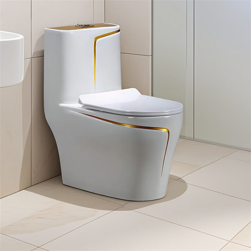Toilette monobloc allongée au plancher à hauteur confort (siège inclus), 1,85 gallons par minute