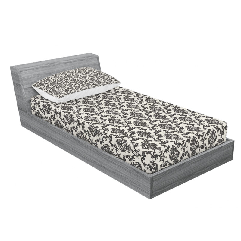 Microfiber Damask Sheet Set, Twin XL Sheet Set with Fitted Sheet
