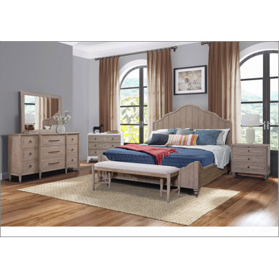 Queen Panel Bed in Sand Finish With Transitional Casual Design