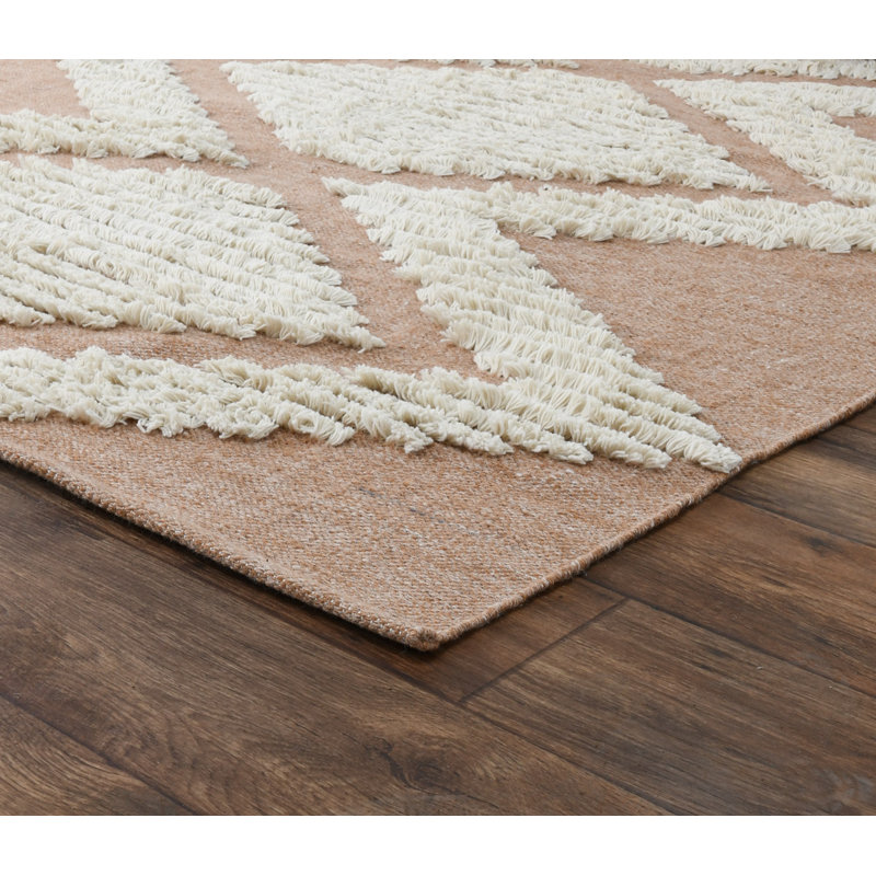 Warren Flatweave Geometric Area Rug in Orange/Ivory, Rectangle 5' x 8'