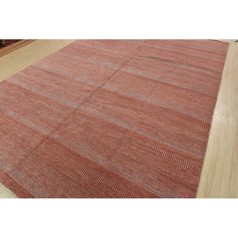 Tapis fin en laine rouge noué à la main 10 pi x 14 pi 3 po Fine