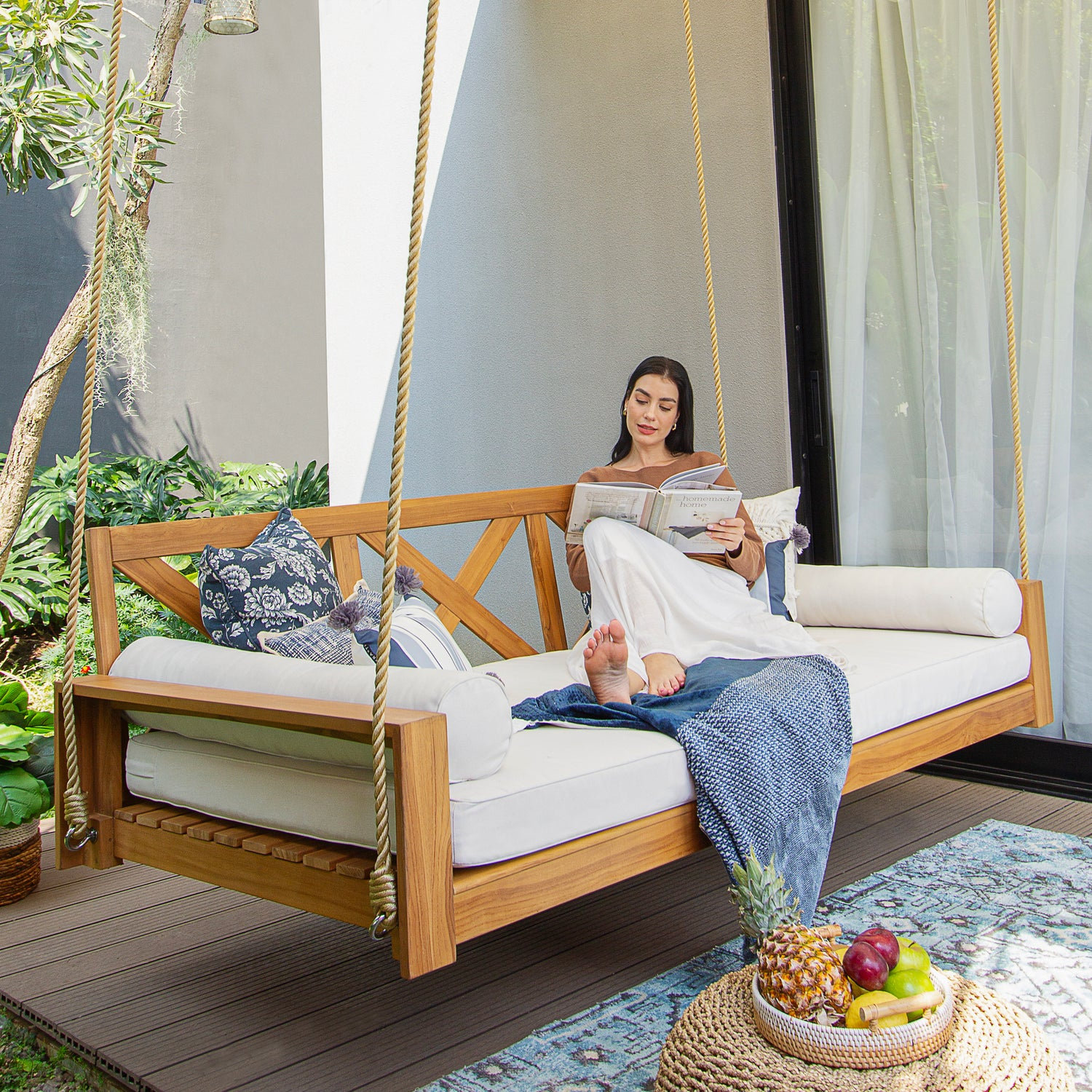 Peralta Teak Porch Swing Bed
