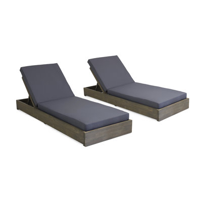 Donnie Reclining Acacia Wood Outdoor Chaise Lounge 