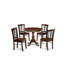 Ensemble de table de cuisine 5 pièces pour 4 personnes comprenant une table ronde avec piédestal et 4 chaises en bois massif, acajou-899820312-899820315-899820314