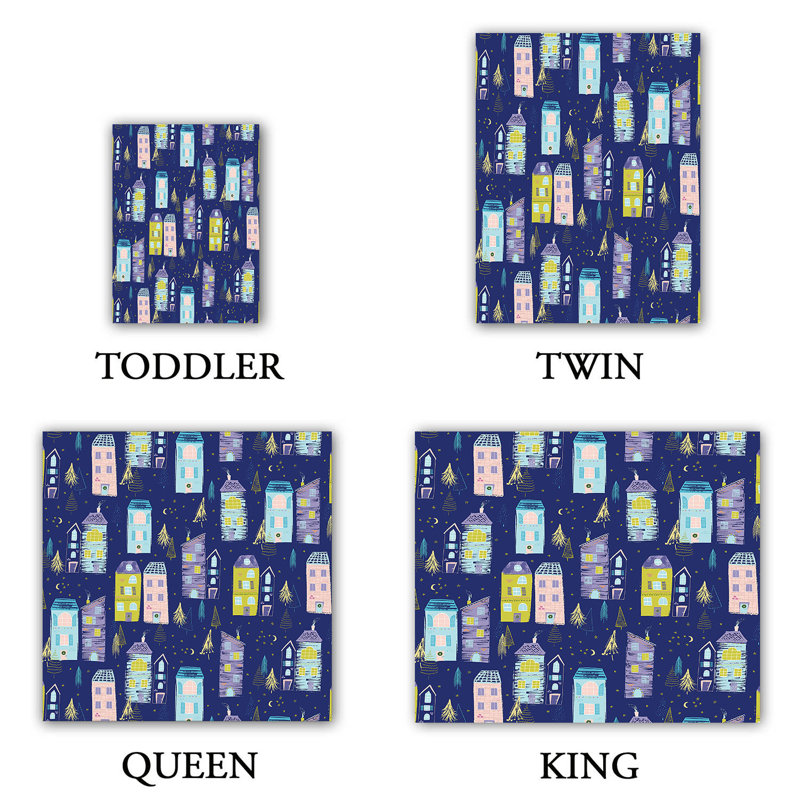Ensemble de housse de couette christmas town, 1 housse de couette grand + 2 taies standards