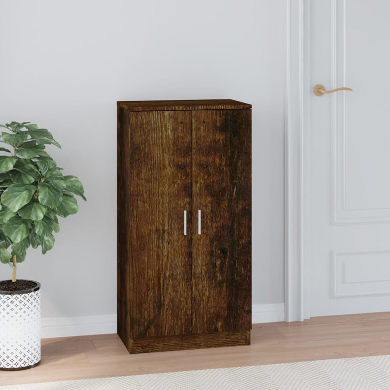 14 Pair Flip Down Shoe Storage, Smoked Oak