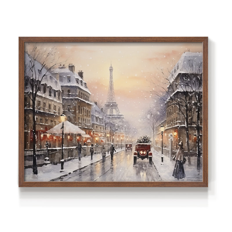 Art de Noël - CCXXIV - Reproduction encadrée - Restickable, H 11 po x l 14 po, Noyer