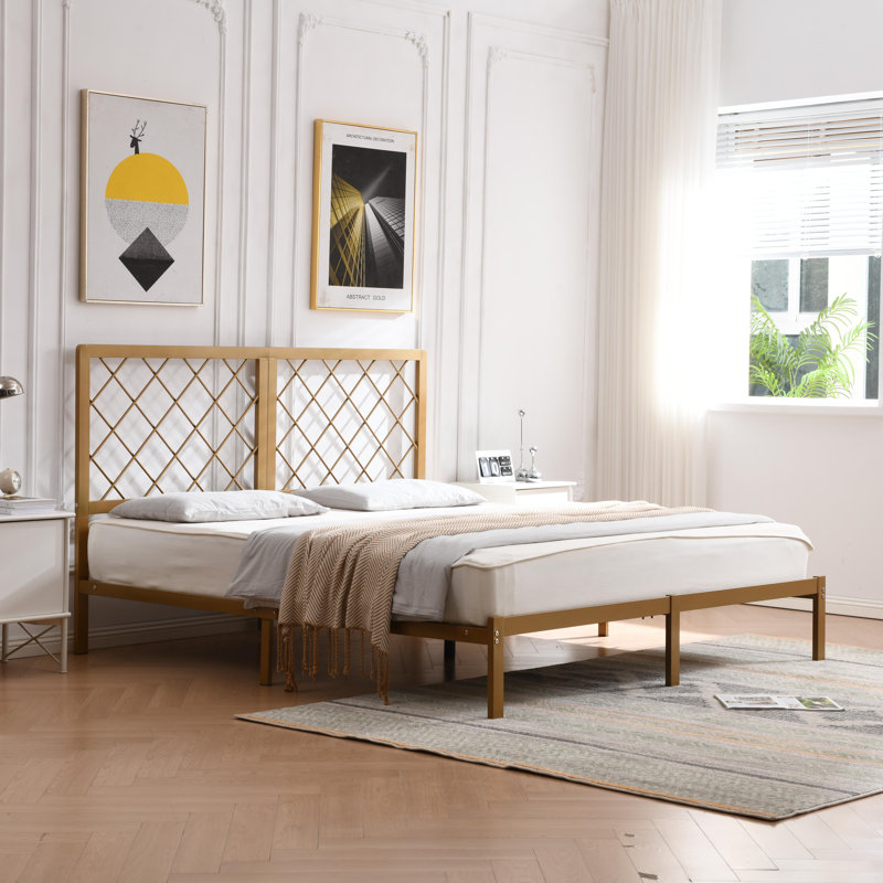 Konrad Metal Platform Bed, Gold, King