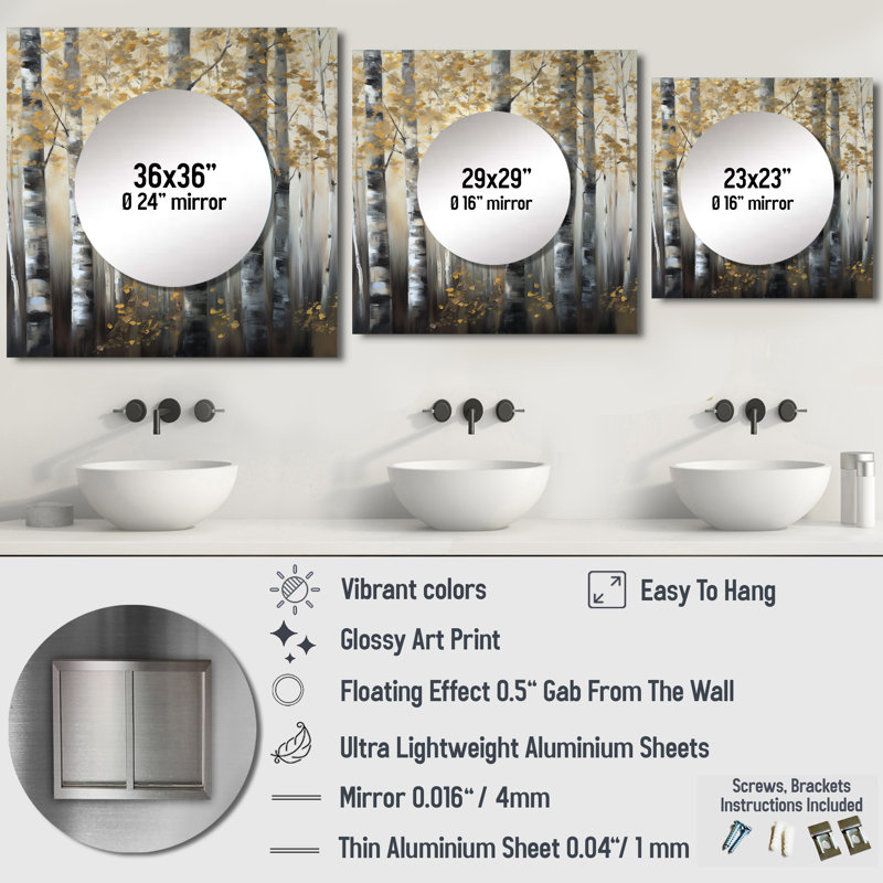 Moishy - Miroir forêt carré pour décoration murale, 36 po x 36 po