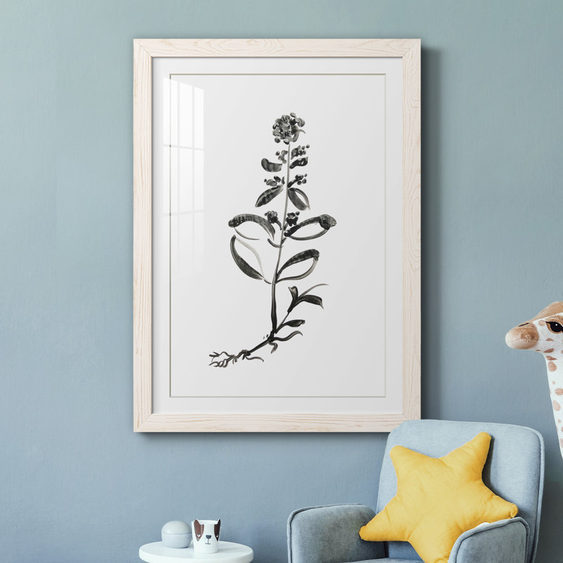 Inky Botanical III - peinture encadrée, H 31,5 po x l 23,5 po x P 1,5 po, Cadre blanc