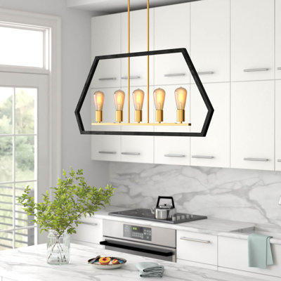 Luminaire suspendu linéaire à 5 lumières pour îlot de cuisine l 37,2 po Blythdale