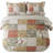 HoneiLife King Size 3‑Piece Paisley Farm Brown Handmade Patchwork Quilt Set, 100% Cotton Bedding Quilt with Matching Pillow Shams