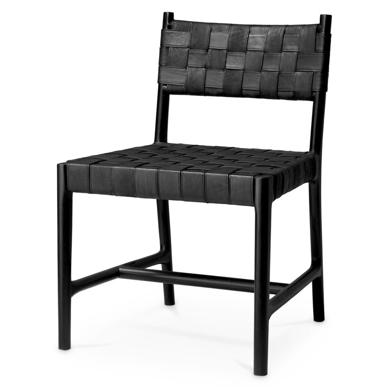 Dining Chair Tiberio Black Leather Classic Black