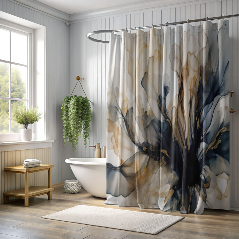 Arrionna Abstract Shower Curtain, 74"H x 71"W