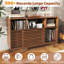 Support pour tourne-disque l 47,2 po avec portes coulissantes, vitrine de rangement pour disques vinyles, support pour tourne-disque Mid-Century-636606735