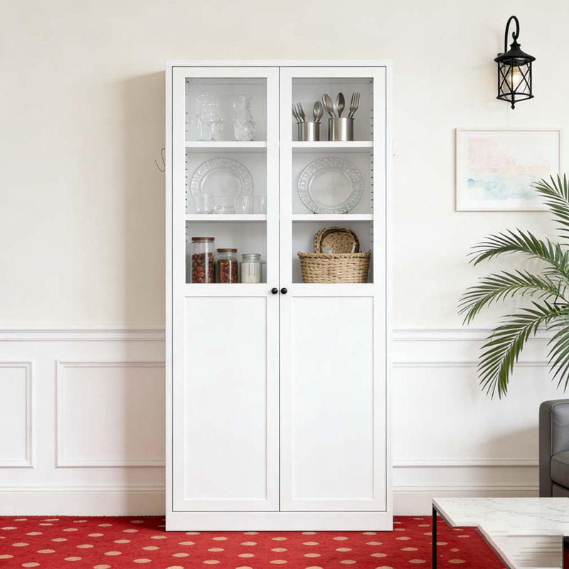 Armoire de cuisine 72 "en métal avec portes et tablettes