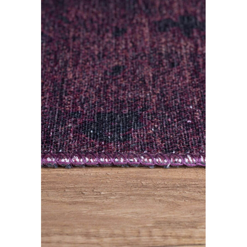 Tapis oriental décoratif noir mauve à motif rétro, Rectangle 8 pi 3 po x 11 pi 6 po