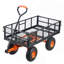 Chariot de jardin basculant en métal avec cadre en acier, capacité de 400 kg, chariot utilitaire basculant robuste avec poignée convertible 2 en 1 et pneus de 25 cm