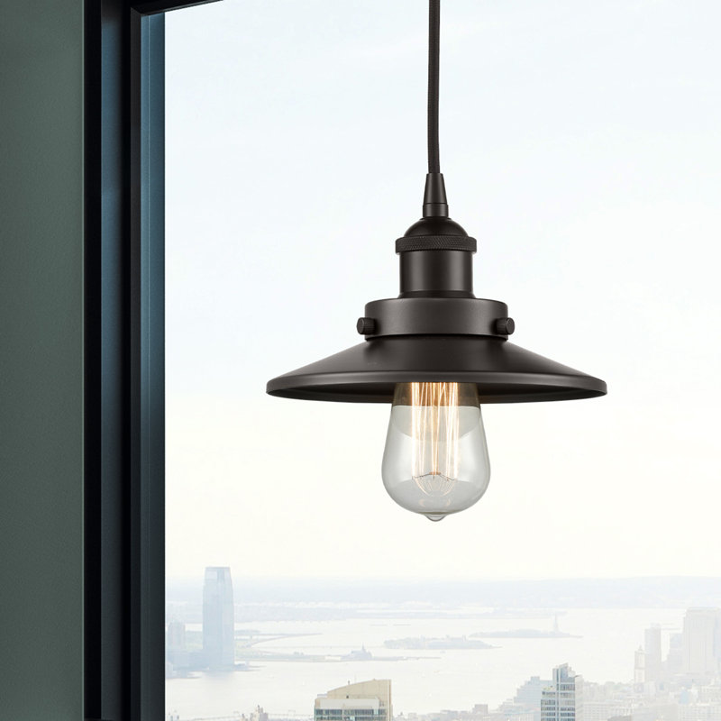 Luminaire suspendu conique à 1 lumière California, Bronze huilé, Bronze huilé