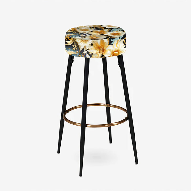 Ensemble de 2 tabourets de bar en damas or et blanc Treylan