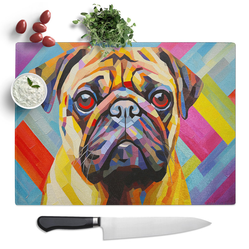 Pug Hard Edge  Glass Chopping Board